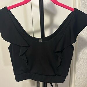 Victorias Secret Sport Black Ruffle Sports Bra / Crop Top Size xs